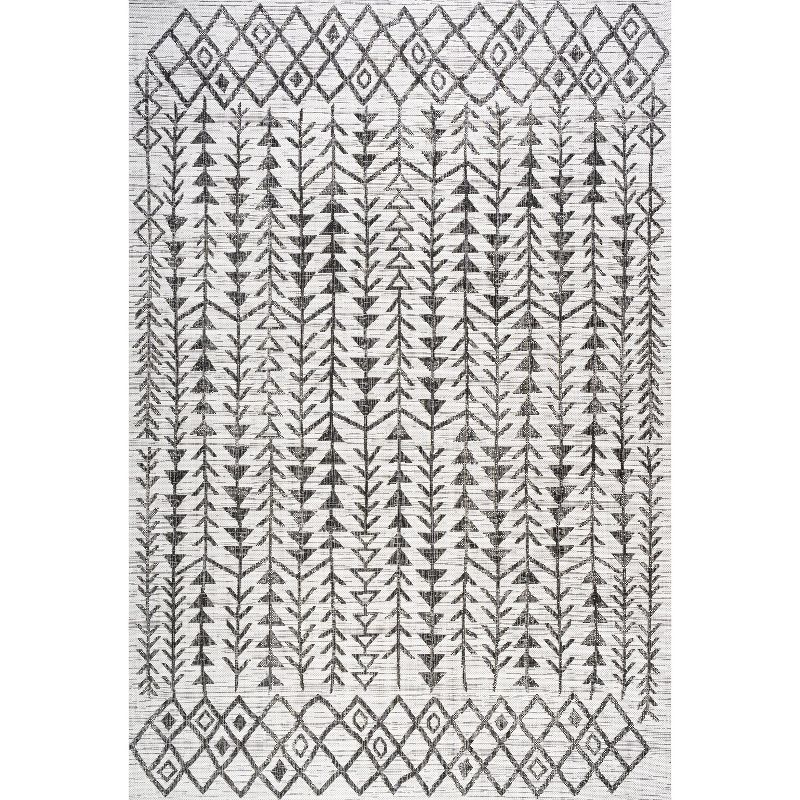 4'x6' Tokay Bohemian Geometric Indoor/Outdoor Area Rug, Ivory/Black - JONATHAN Y