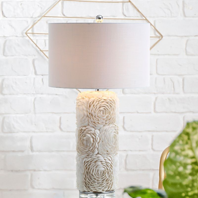 JONATHAN Y Rosette 28.5" Seashell/Resin/Crystal LED Table Lamp, Cream