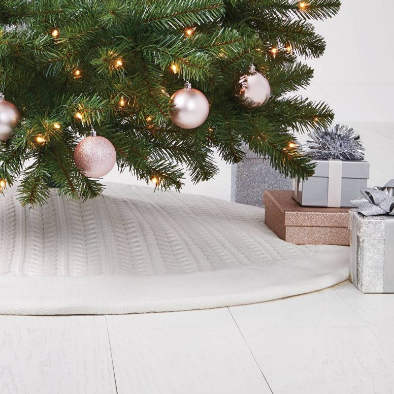 Cable Knit Christmas Tree Skirt Ivory - Wondershop™