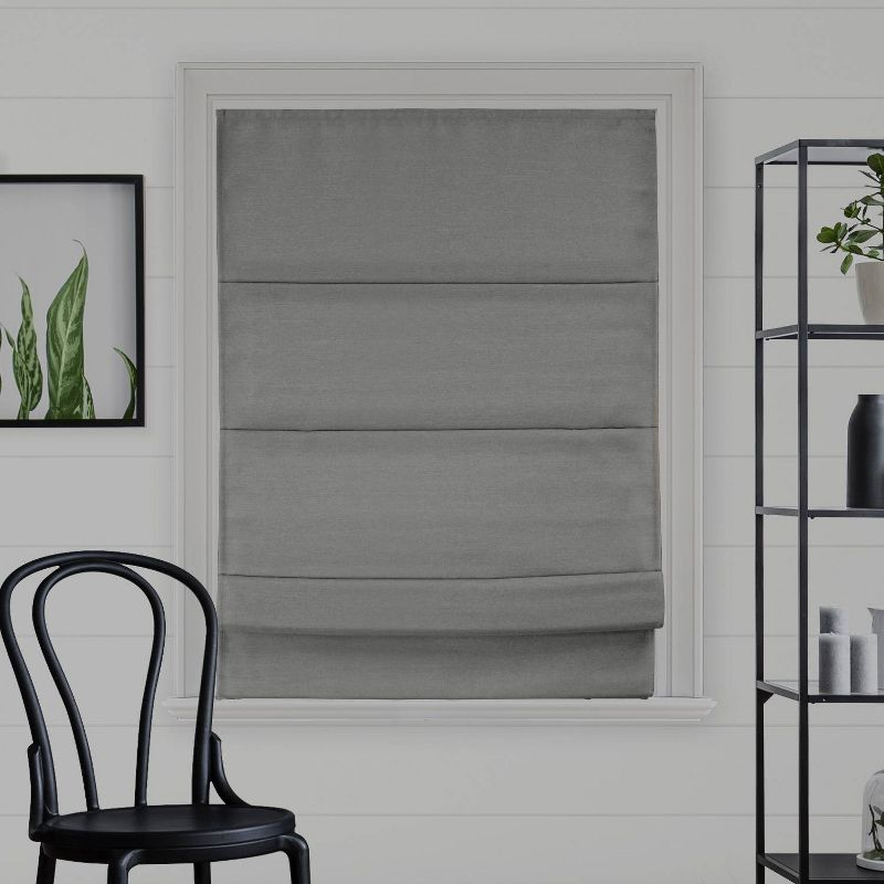 34"x64" Chicology Blackout Roman Shade Pearl Gray