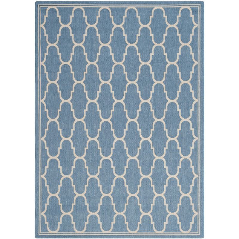 Courtyard CY6016 Power Loomed Indoor and Outdoor Area Rug - Blue/Beige - 9'x12'6" - Safavieh