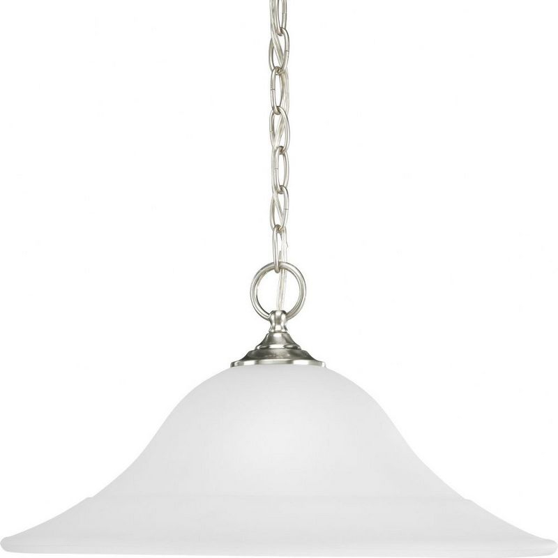 Progress Lighting Trinity 1-Light Pendant, Brushed Nickel, Etched Glass Shade