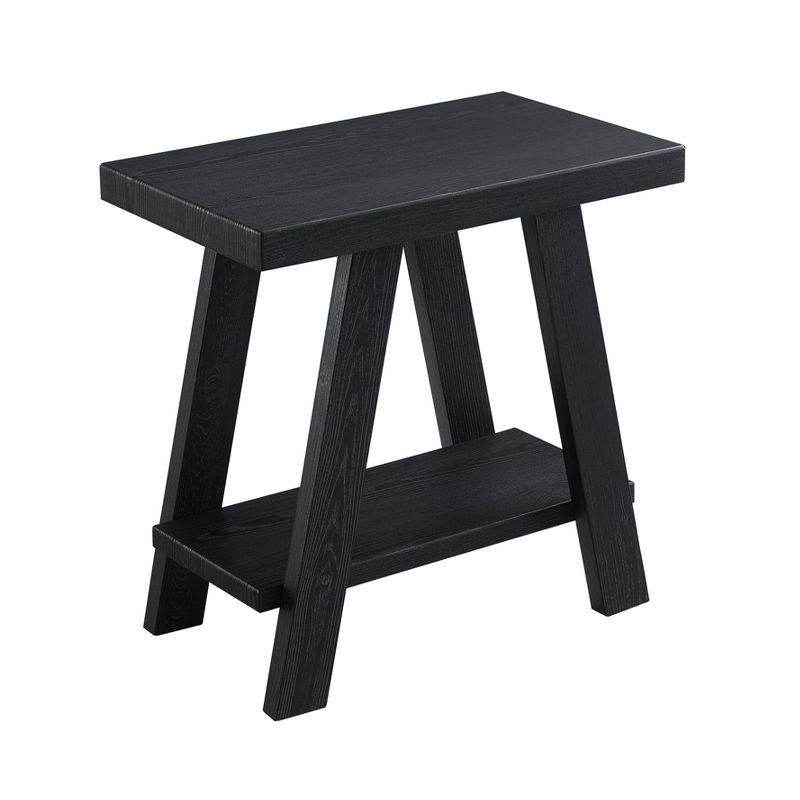 Roundhill Furniture Athens Contemporary Wood Shelf Side Table in Black Finish