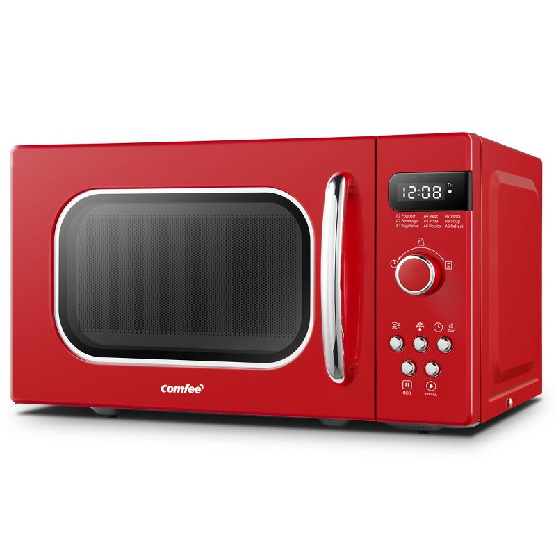Comfee Retro 0.7-cu ft 700-Watt Countertop Microwave (Red)