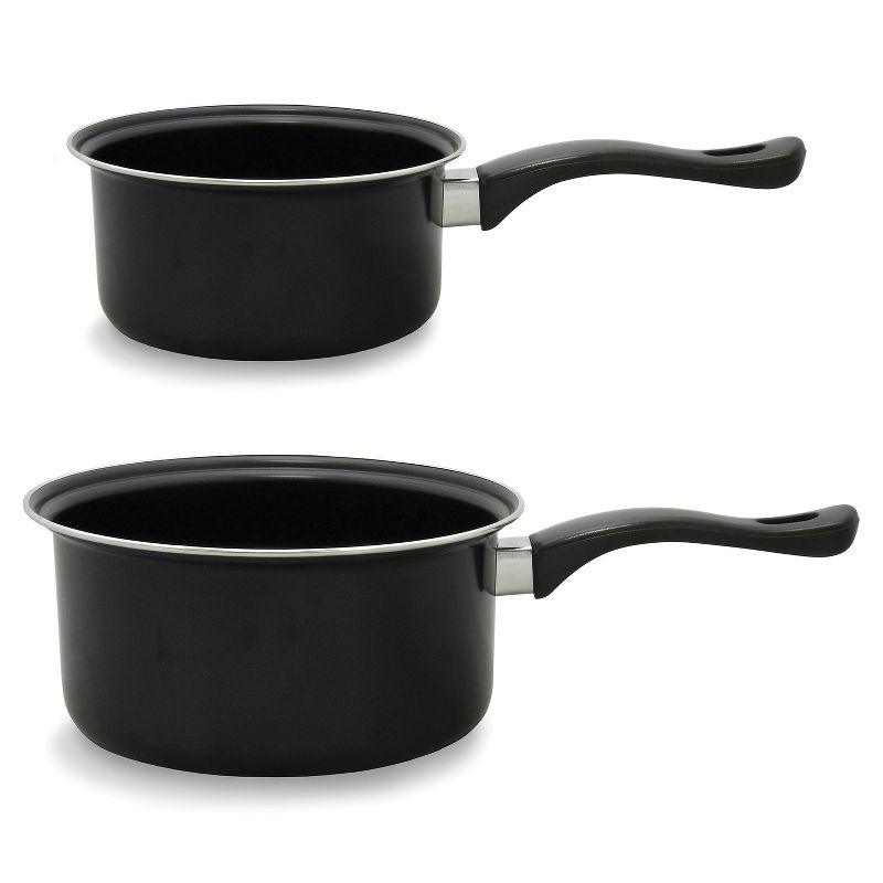 Brentwood 2-Piece Nonstick Carbon Steel Saucepan Set in Black
