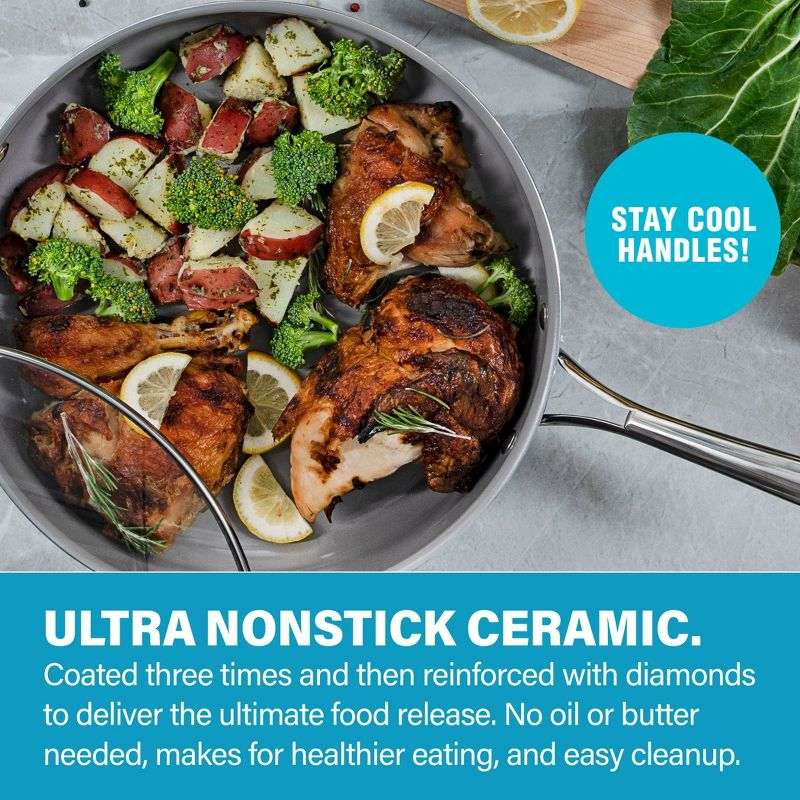 Gotham Steel Aqua Blue 3 QT Nonstick Sauce Pan with Glass Lid