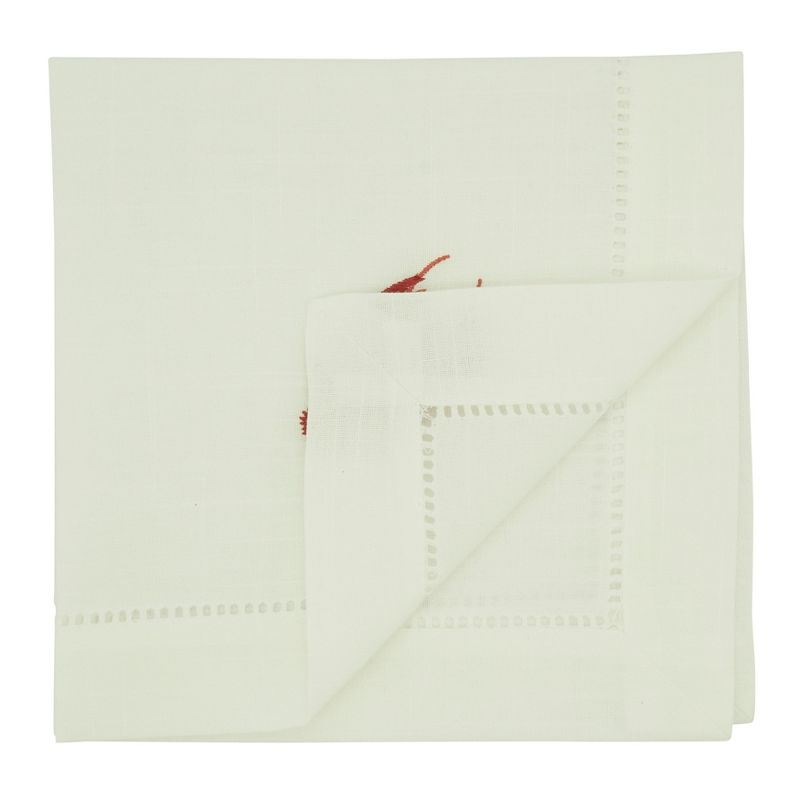 Saro Lifestyle Lobster Design Embroidered Table Napkins (Set of 4), White