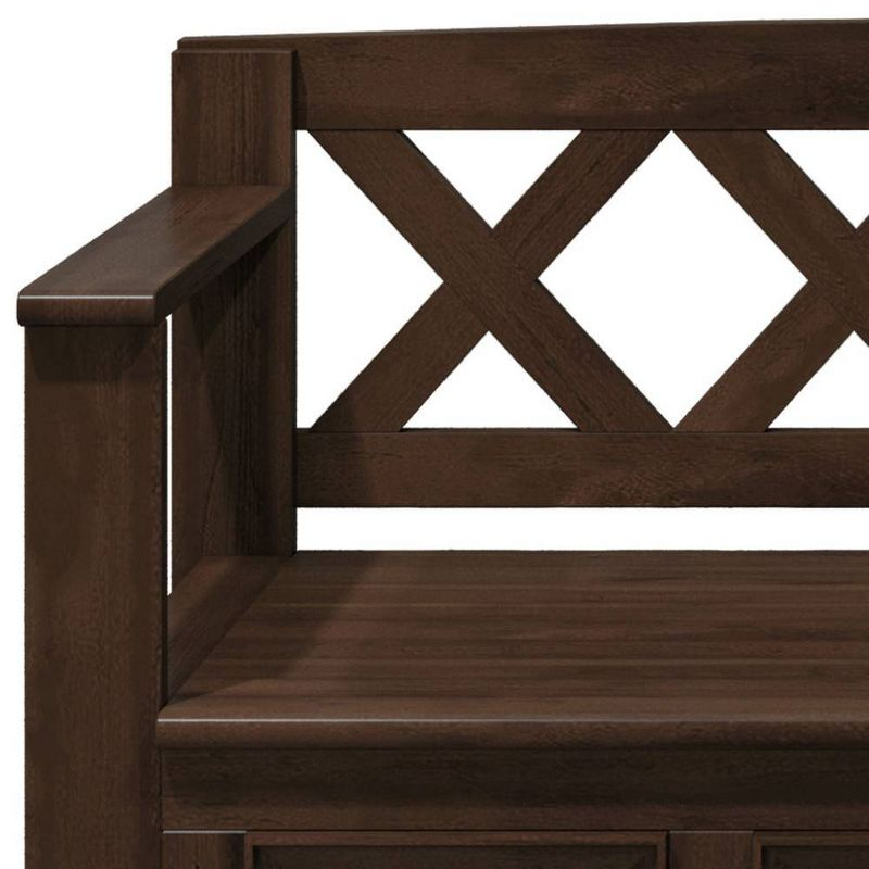 WyndenHall 48" Wide Halifax Transitional Solid Wood Entryway Storage Bench Natural Aged Brown: Solid Wood, Flip Lid, Dual Compartment