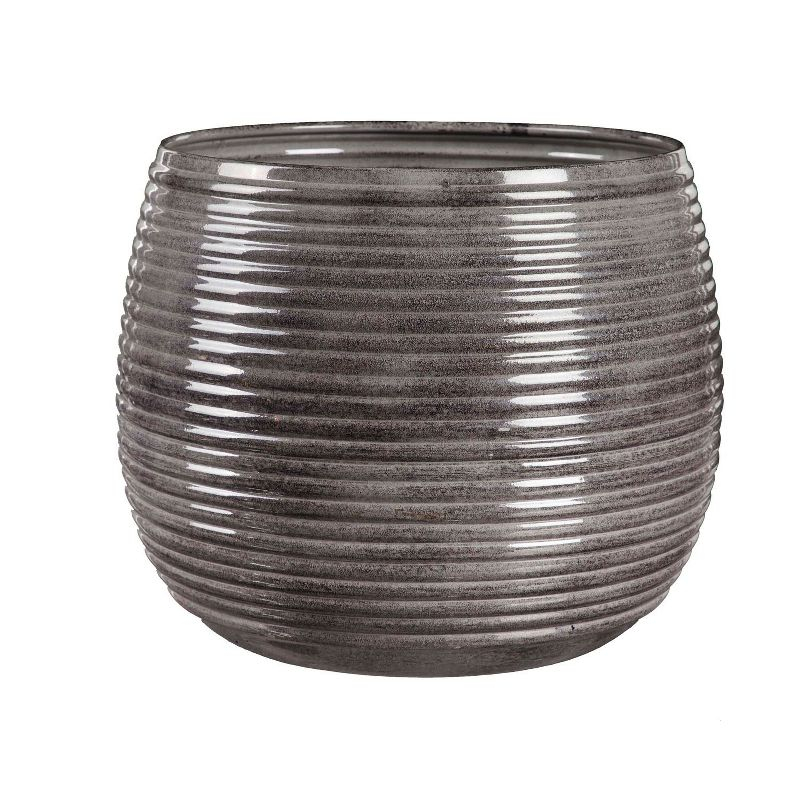 Evergreen Metal Ribbed Planter, Set of 3
