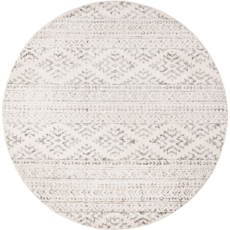 Tulum TUL272 Power Loomed Area Rug - Ivory/Grey - 3' round - Safavieh.