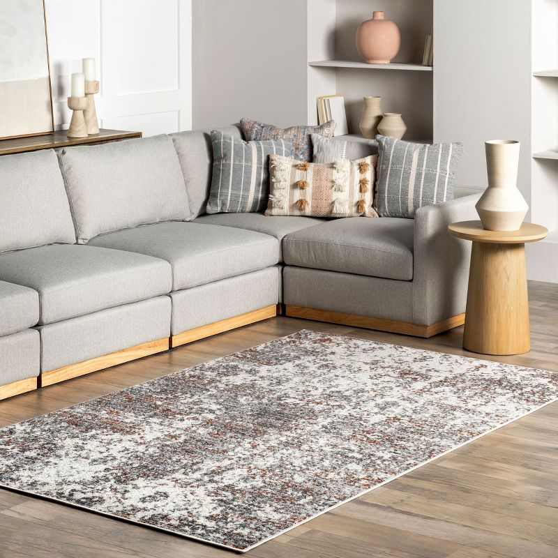 Nuloom Deedra Abstract 4x6 Indoor Area Rug for Living Room Bedroom Dining Room Kitchen, Red/Ivory