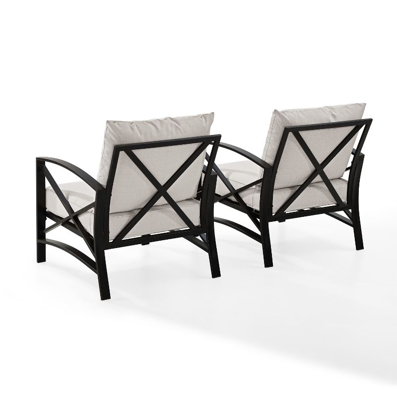 2pc Kaplan Outdoor Chair Set Oatmeal - Crosley: Steel Frame, UV-Resistant Cushions, Patio Seating