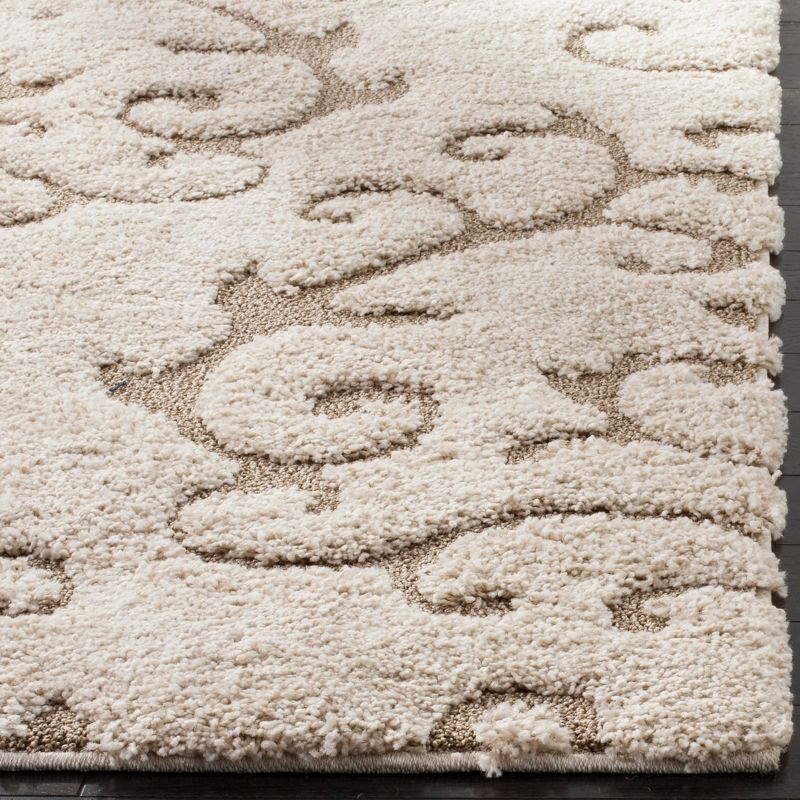 Florida Shag SG470 Power Loomed Indoor Area Rug - Cream/Beige - 5'x5' Square - Safavieh