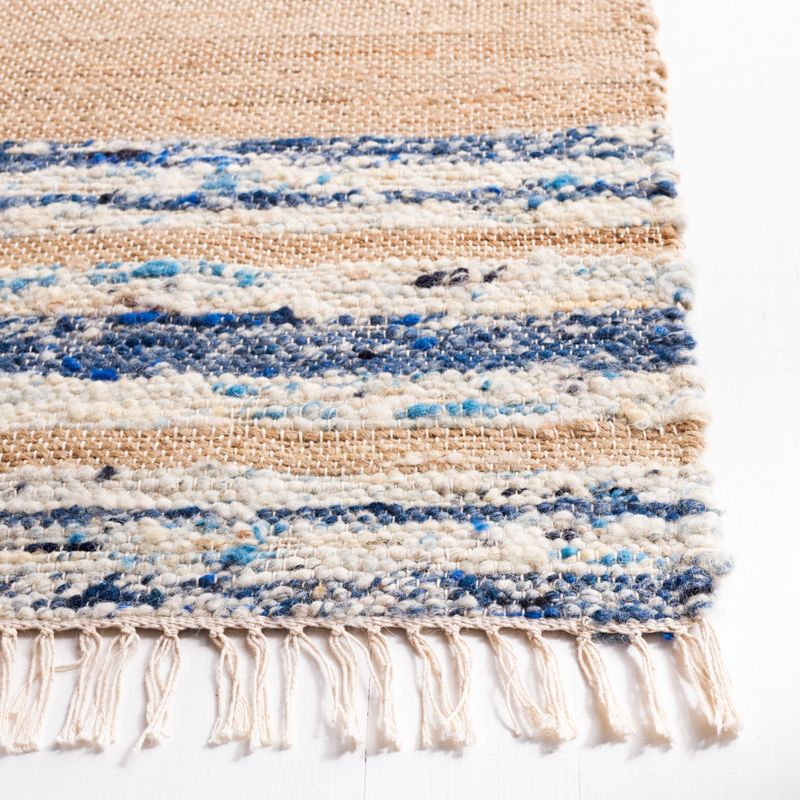 Natura NAT871 Hand Woven Area Rug - Natural/Navy - 3'x5' - Safavieh.