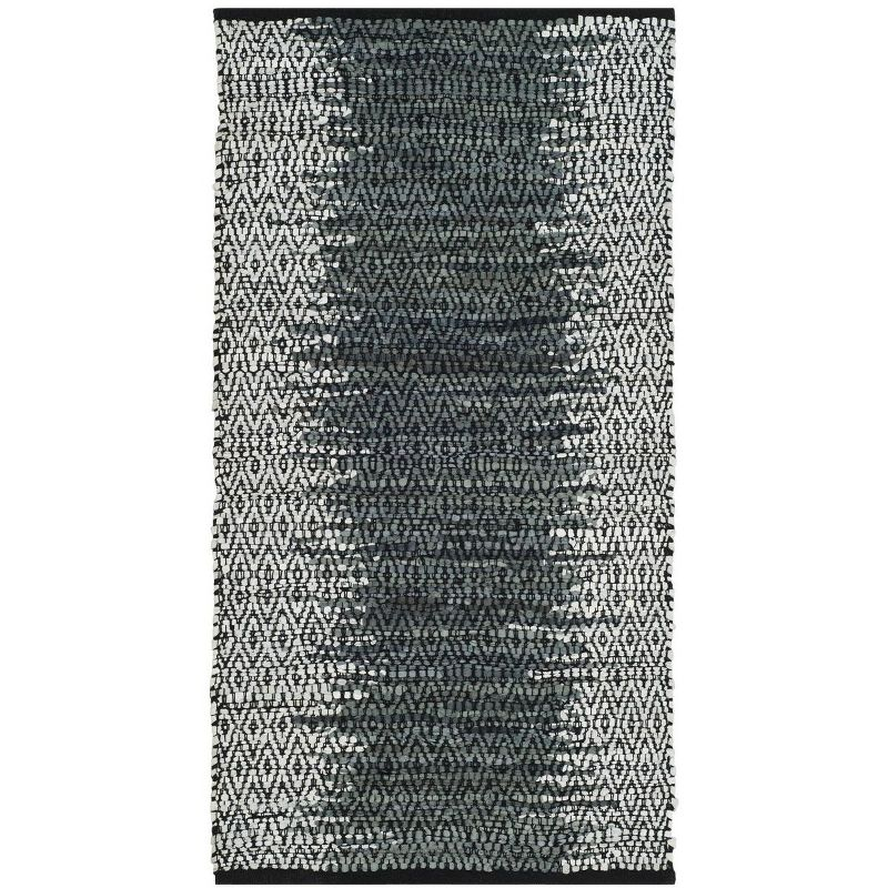 Vintage Leather VTL389 Hand Woven Indoor Accent Rug - Light Grey/Charcoal - 2'3"x4' - Safavieh.