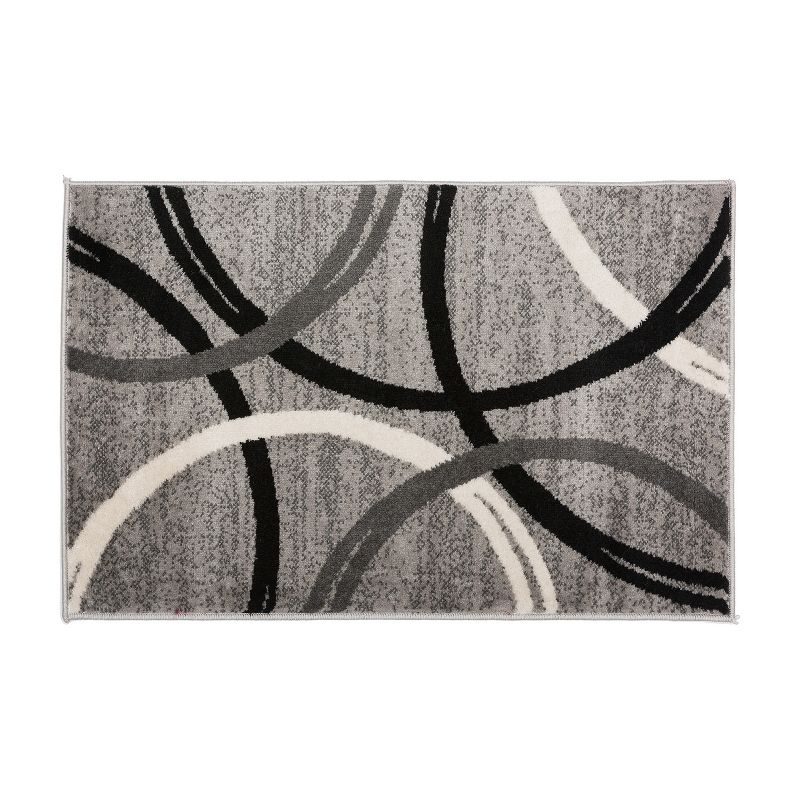 World Rug Gallery Contemporary Abstract Circles Design Gray 2' x 3' Area Rug