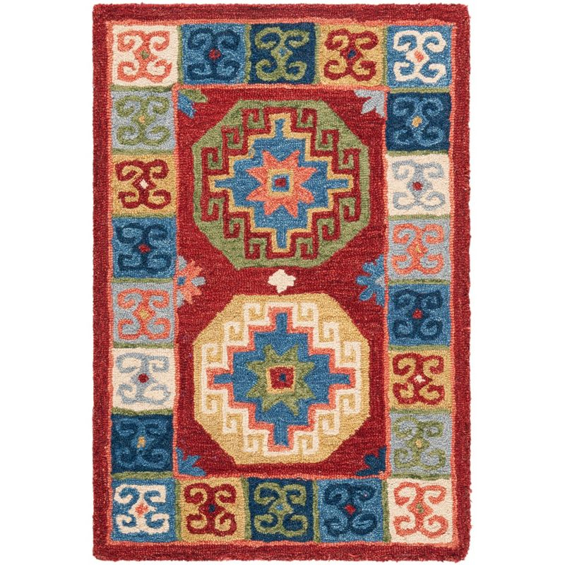 Aspen APN802 Hand Tufted Indoor Accent Rug - Red/Blue - 2'3"x5' - Safavieh