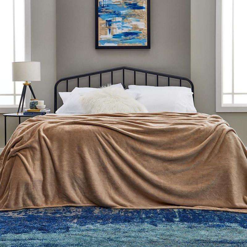 Cosy House Collection Everyday Series Fleece Blanket - Tan, Throw