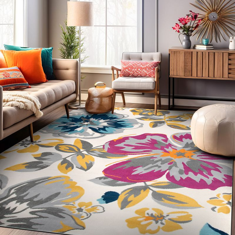 World Rug Gallery Modern Floral Design Multi 5' x 7' Area Rug