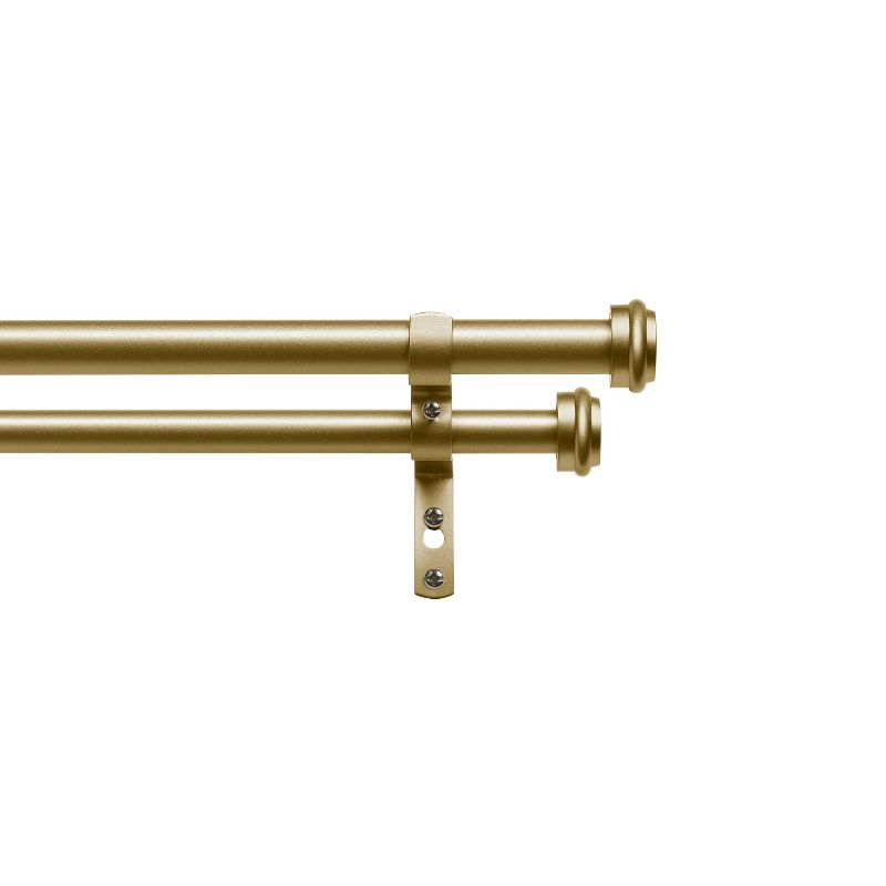 EXCLUSIVE HOME Topper Double Curtain Rod and Finial Set, Gold, 36"-72"
