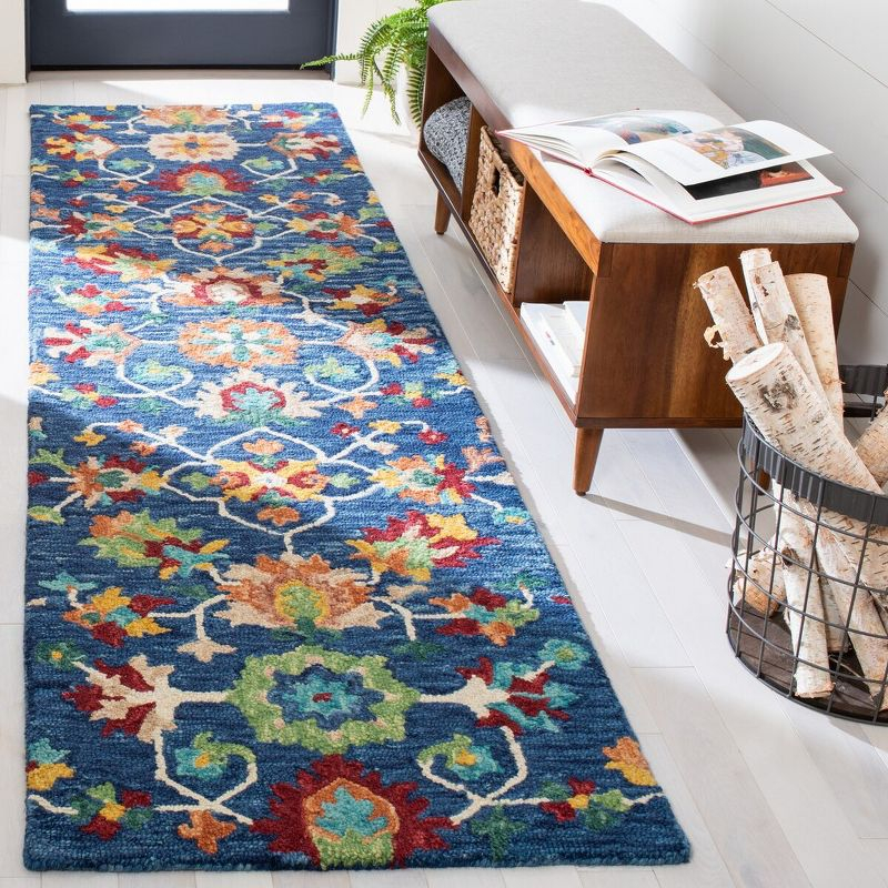 Aspen APN510 Hand Tufted Indoor Runner Rug - Navy/Red - 2'3"x11' - Safavieh