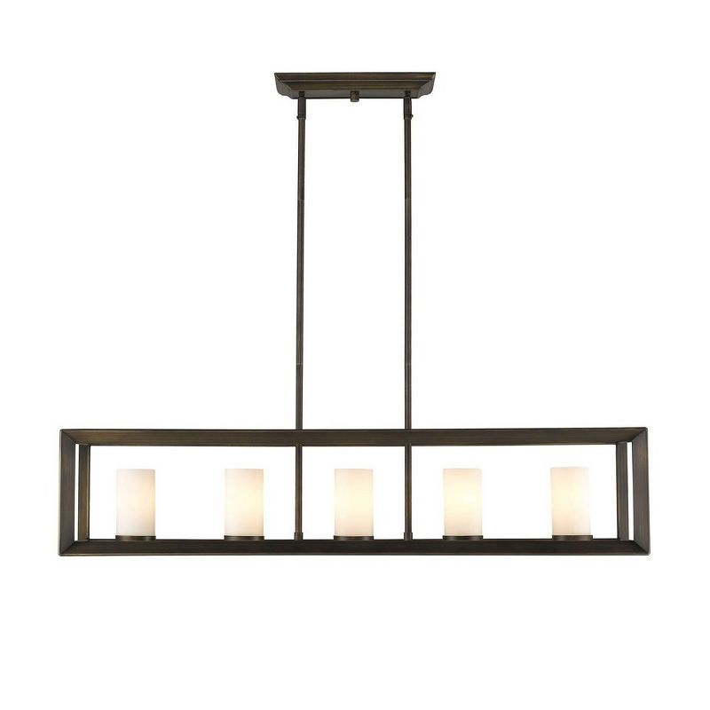 Golden Lighting Smyth 5-Light Linear Pendant in Matte Black with Clear Glass