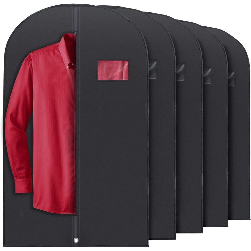 PLX 40" Black Garment Bags Suit Bag for Travel & Clothing Storage of Dresses, Shirts, Fur Coats, Jackets & Costumes - Hanging Closet Garment Protector