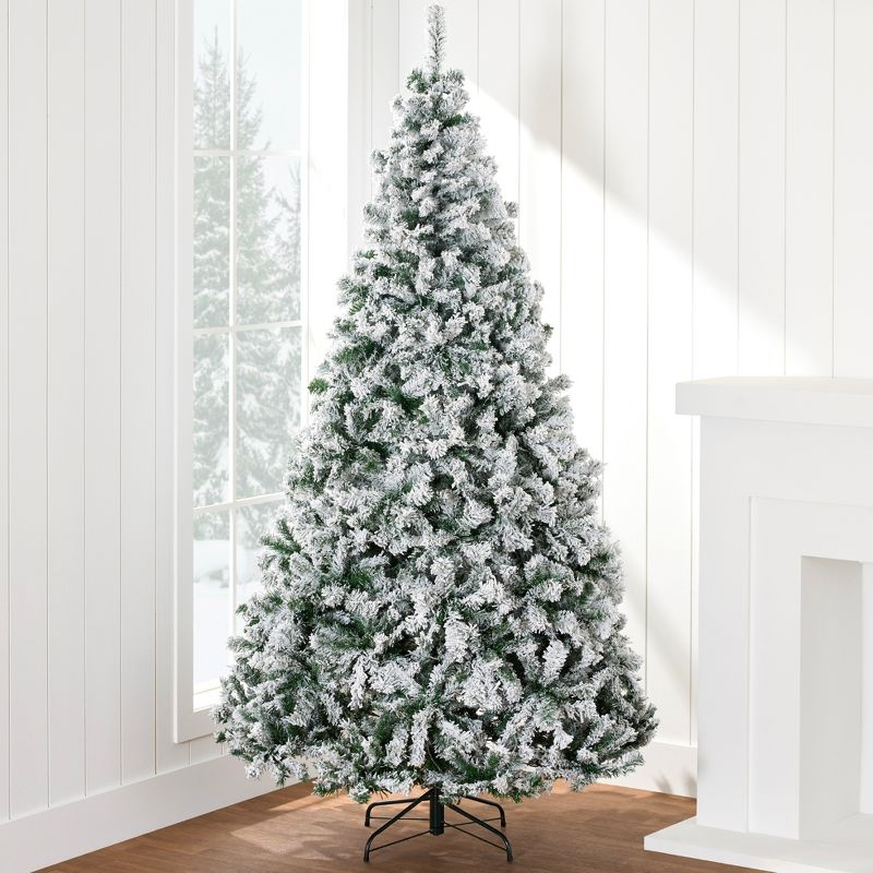 Best Choice Products 4.5ft Snow Flocked Christmas Tree, Premium Holiday Pine Branches, Foldable Metal Base
