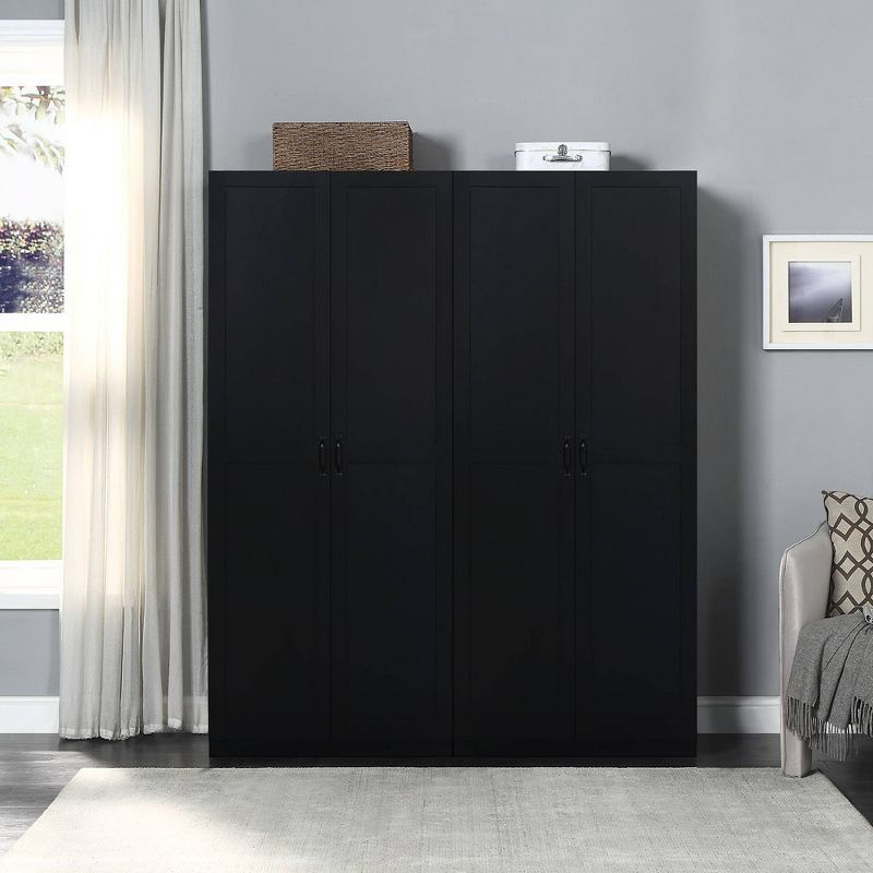 Set of 2 Hopkins Modern 4 Shelf Storage Closets Black - Manhattan Comfort