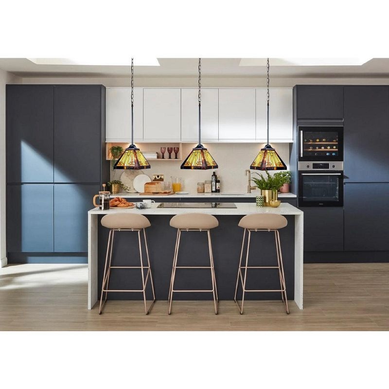Chloe Lighting Innes Mission Tiffany-Style Blackish Bronze 1 Light Mini Pendant 8" Wide