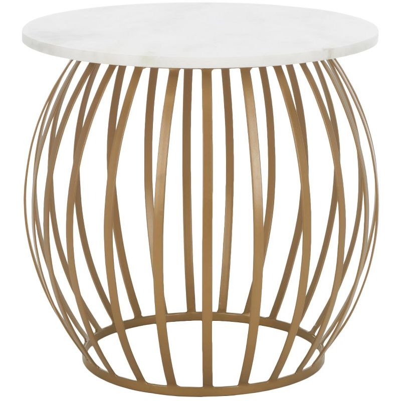 Explorer Round Accent Table - White Marble/Gold - Safavieh