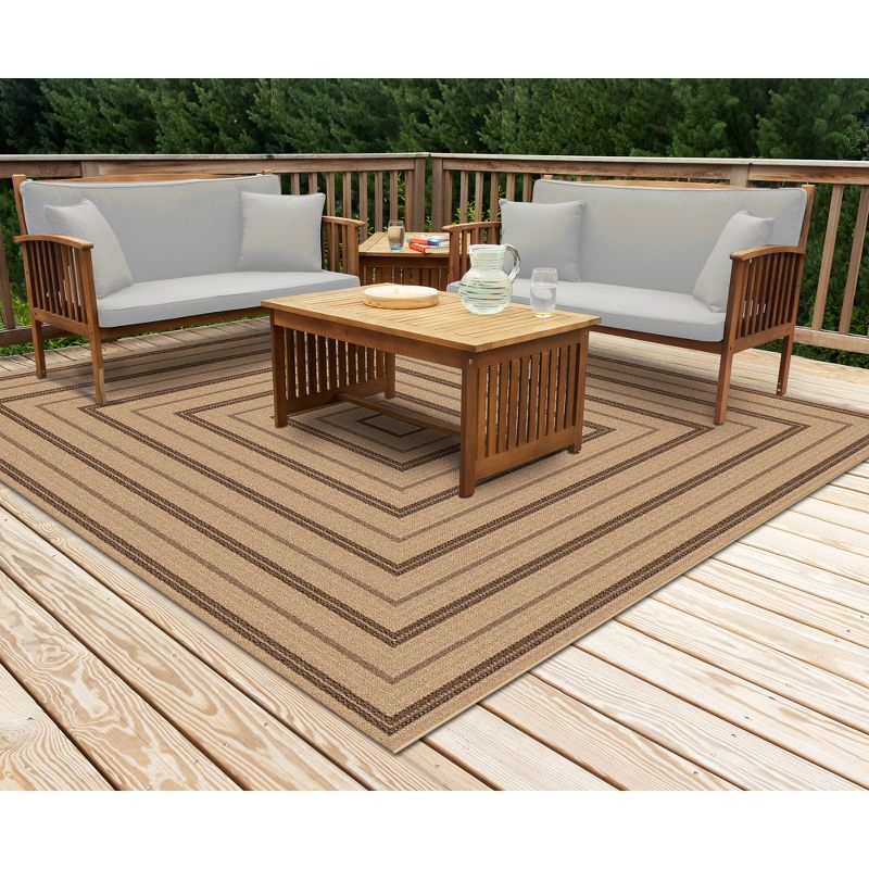 Liora Manne Sahara Multi Border Indoor/Outdoor Rug Natural 7'10" Square