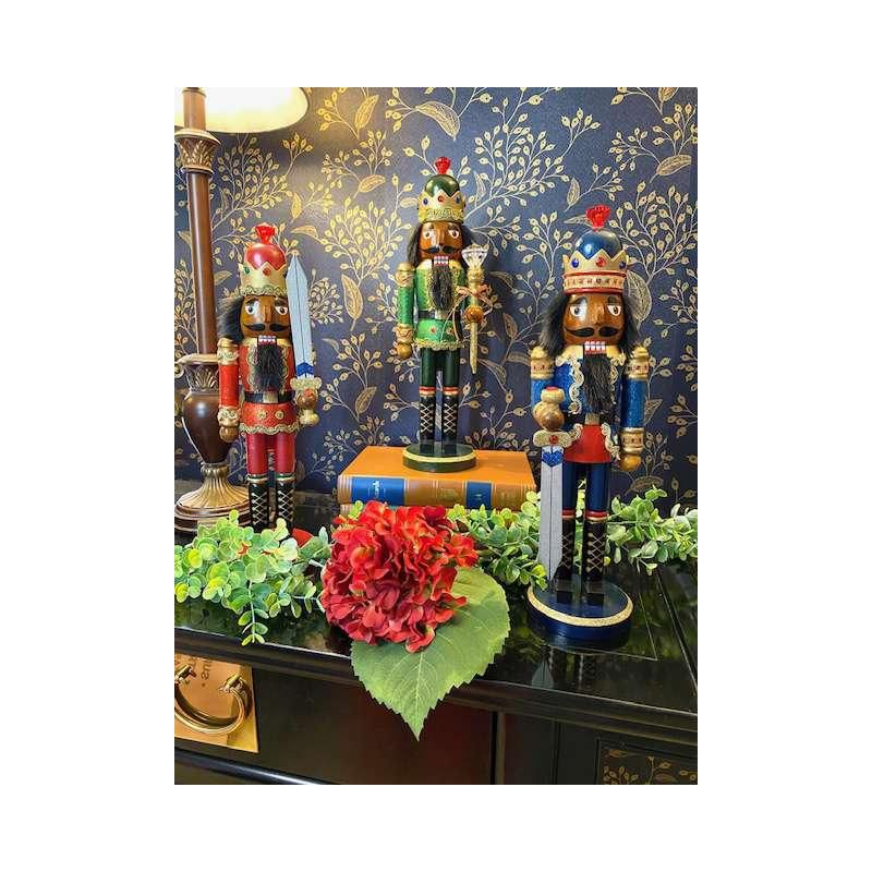 Santa's Workshop Inc. 15" Black Bejeweled King Nutcracker, Set of 3
