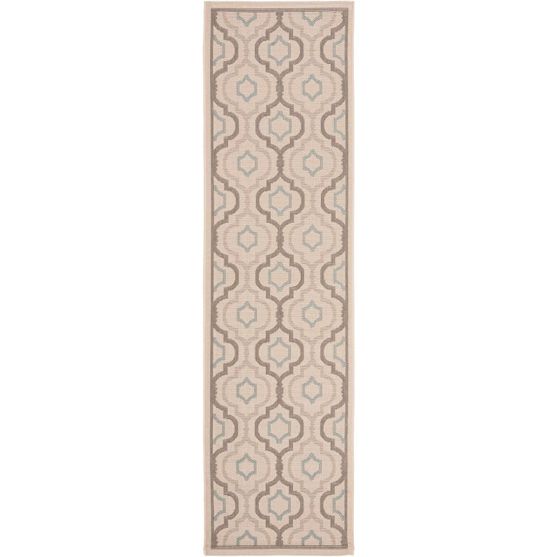 Courtyard CY7938 Power Loomed Indoor and Outdoor Runner Rug - Beige/Dark Beig - 2'3"x12' - Safavieh