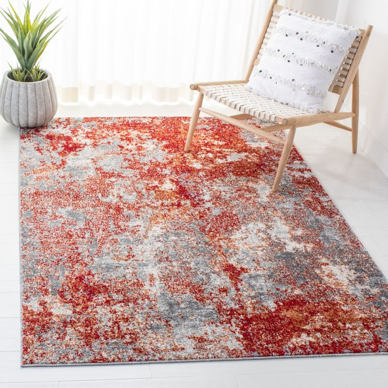 Aston ASN710 Power Loomed Area Rug - Red/Grey - 8'x10' - Safavieh.