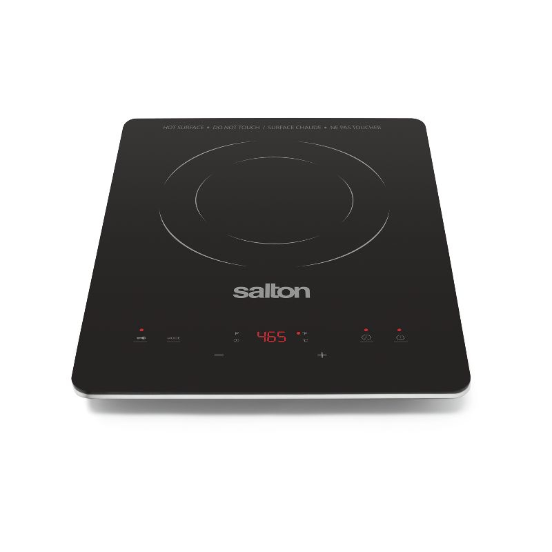 Salton Portable Induction Cooktop Cool Touch LED Display Cooker with 8 Temperature Settings for Precise Control, Energy Efficient Green Cooking with