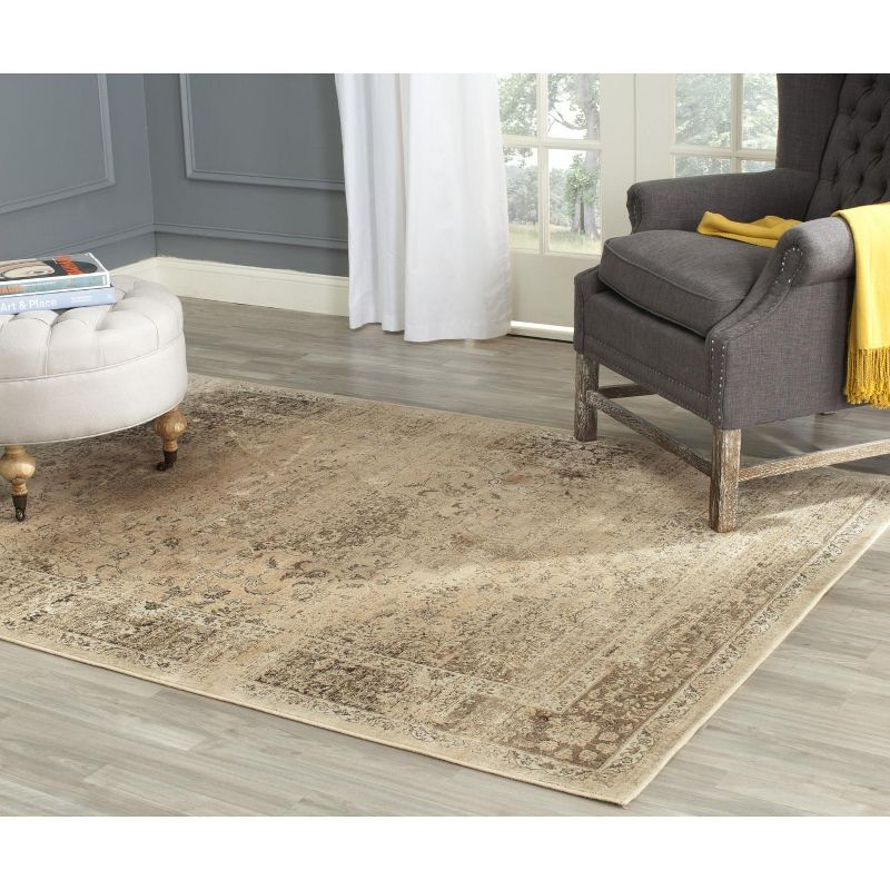 Vintage VTG113 Power Loomed Indoor Skid-Resistant Accent Rug - Warm Beige - 3'3"x5'7" - Safavieh