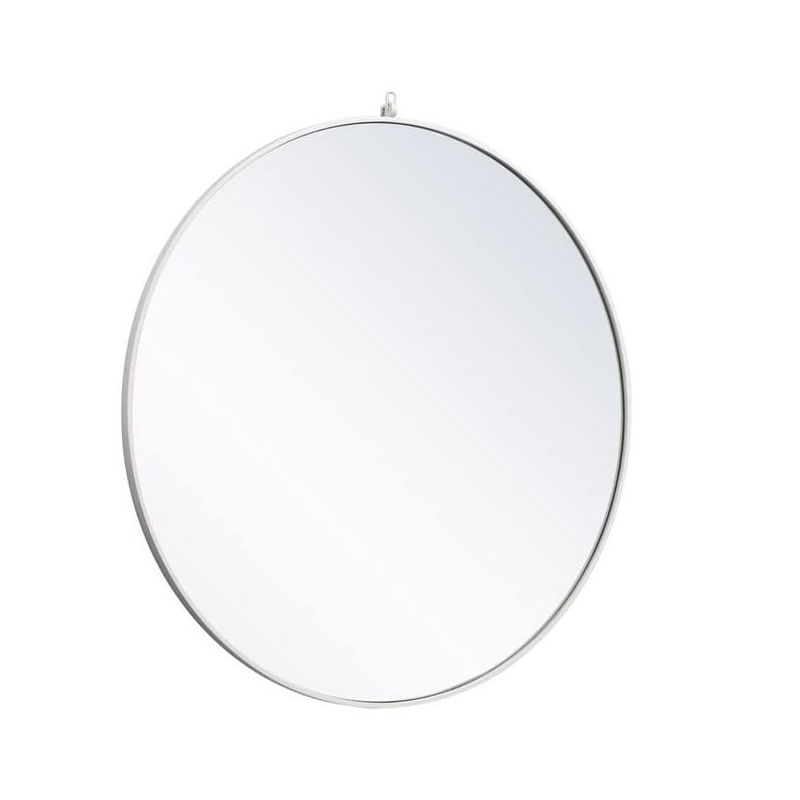 Elegant Lighting Metal frame round mirror with decorative hook 42 inch in White