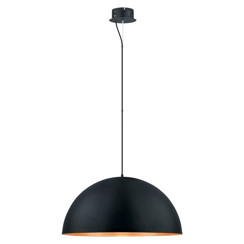 32" 1-Light Gaetano LED Pendant Black and Gold - EGLO: Contemporary Iron Bowl Shade, ETL Listed, Adjustable