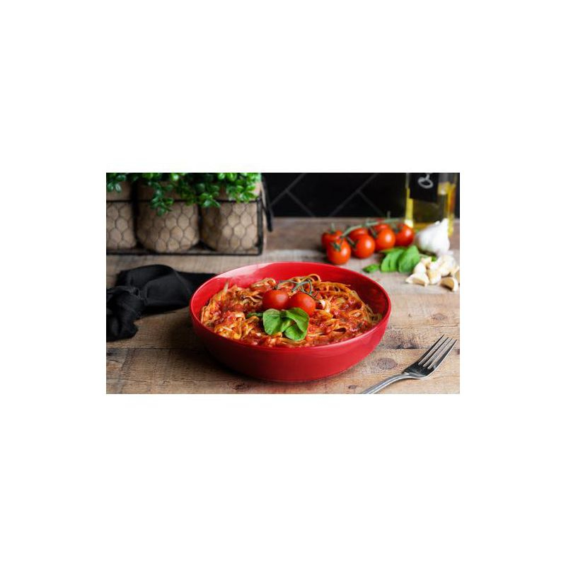 Kook Ceramic Pasta Bowls, Set of 4, 40 oz, Red