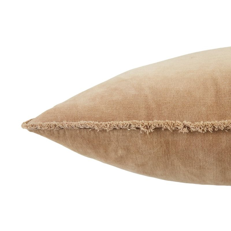 26"x26" Oversized Sunbury Down Square Throw Pillow Beige - Jaipur Living: Fringe-Trim, Art Deco Style