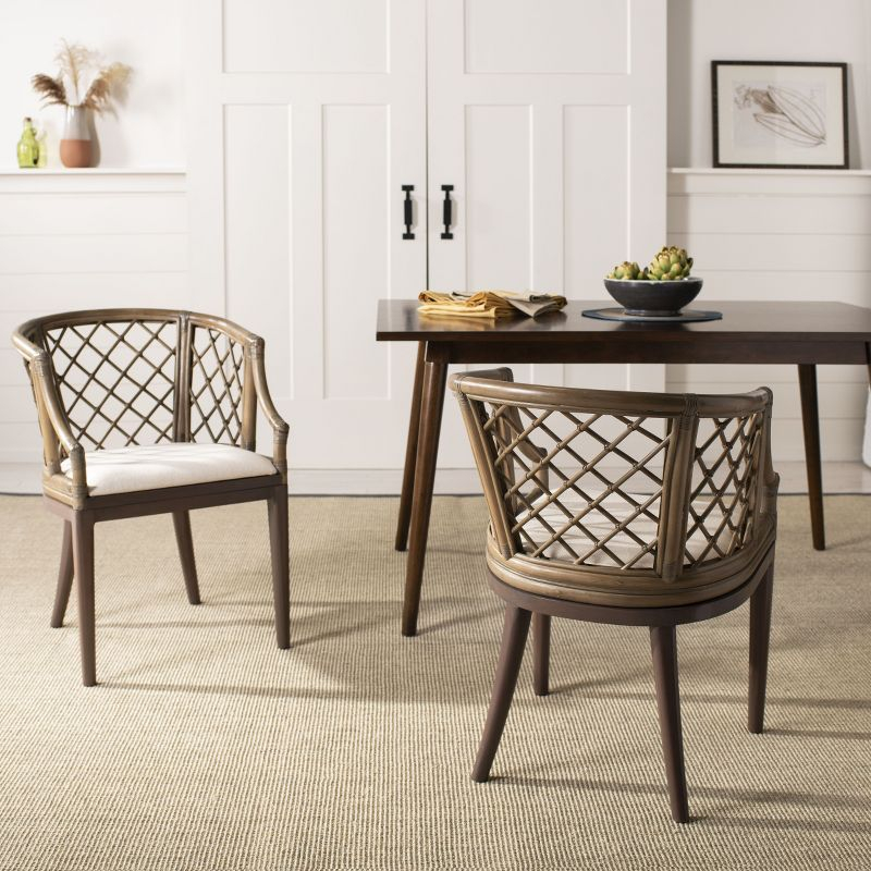 Carlotta Arm Chair - SEA4013 - Greige/White - Safavieh