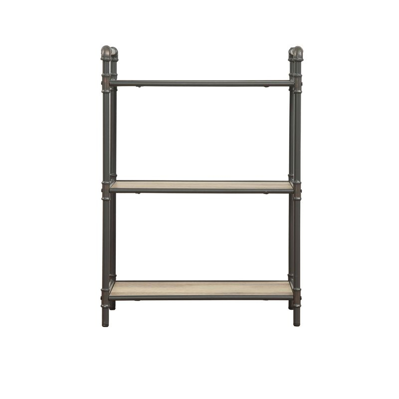 36" Itzel 3 Shelves Bookcase Antique Oak/Sandy Gray - Acme Furniture: Metal Frame, Open Back Design, Assembly Required