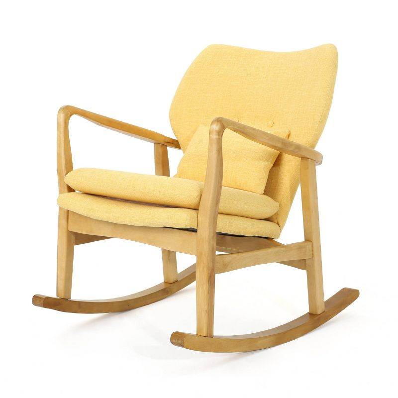 Christopher Knight Home Benny Mid Century Modern Fabric Rocking Chair Muted Yellow: Upholstered Indoor Rocker, Plywood Frame