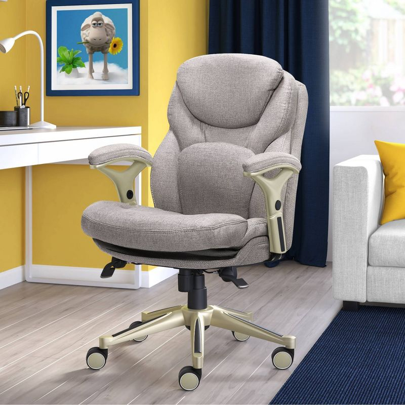 Works Executive Office Chair Light Gray : Serta, Ergonomic, Pneumatic Height Adjustment, Bonded Leather