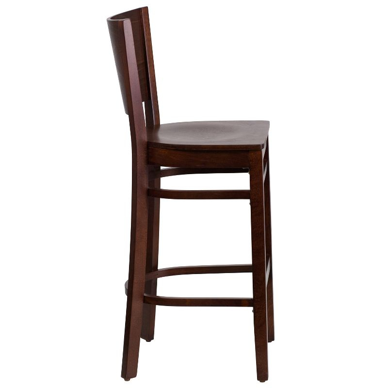 Flash Furniture Lacey Series Solid Back Walnut Wood Restaurant Barstool