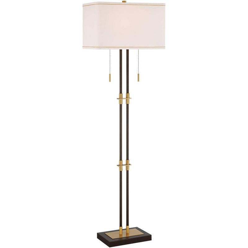 Possini Euro Design Nevada Modern 61 1/2" Tall Standing Floor Lamp Skinny Pole Pull Chain Brown Gold Metal Oil Rubbed Bronze Finish Living Room