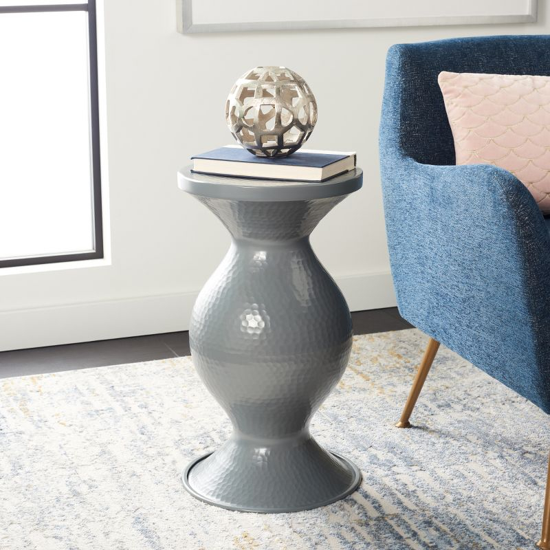 Astrid Small Hammered Stool/End Table - Dark Grey - Safavieh