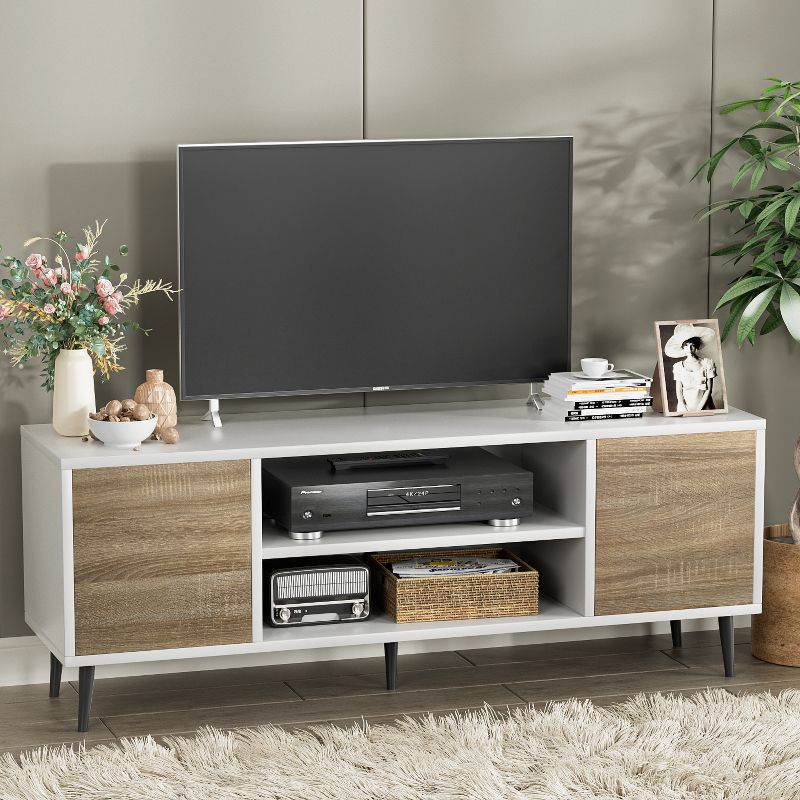 LACOO 58" Modern Simplicity TV Stand Media Console Fits TV's up to 65" - Scandi White