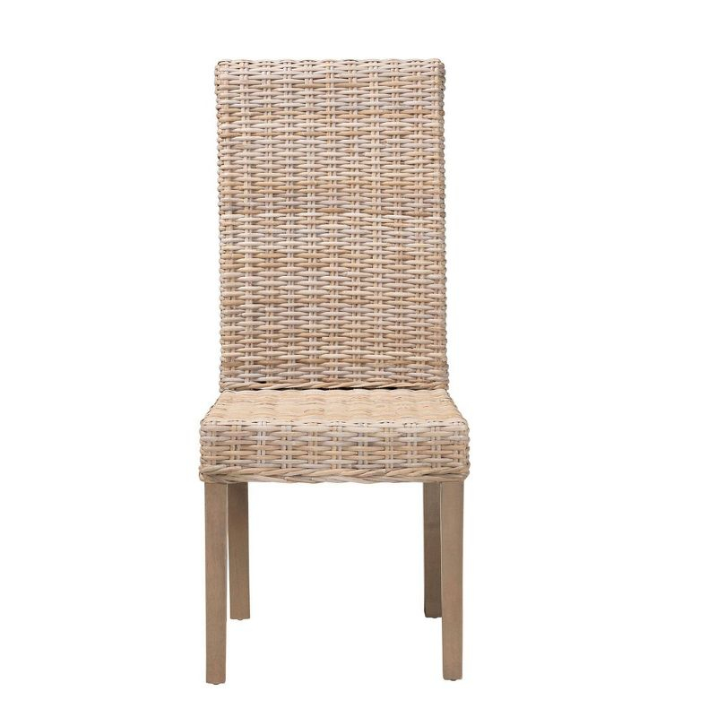 bali & pari Santiago Natural Rattan and Mango Wood Dining Chair Kubu Gray/Rustic Taupe